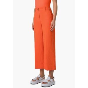 AKRIS PUNTO Chiara Orange Wide Leg Crop Seersucker Pants Size 14